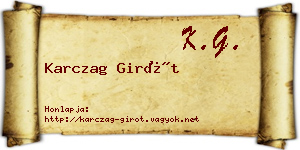 Karczag Girót névjegykártya